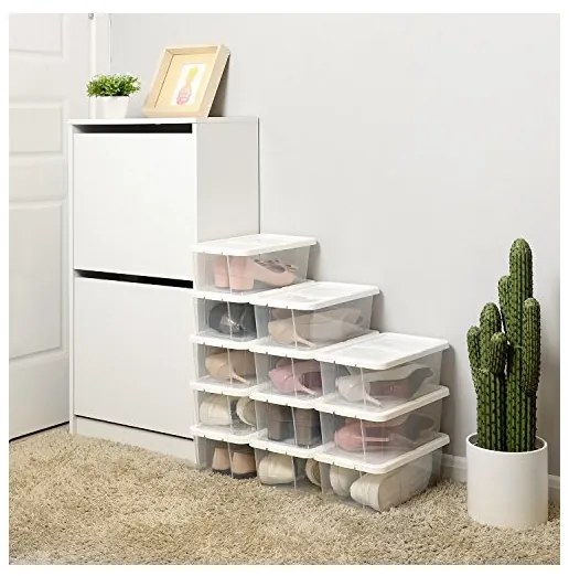 Set 12 cutii de depozitare pentru pantofi, Songmics, LSP12WT, Transparent