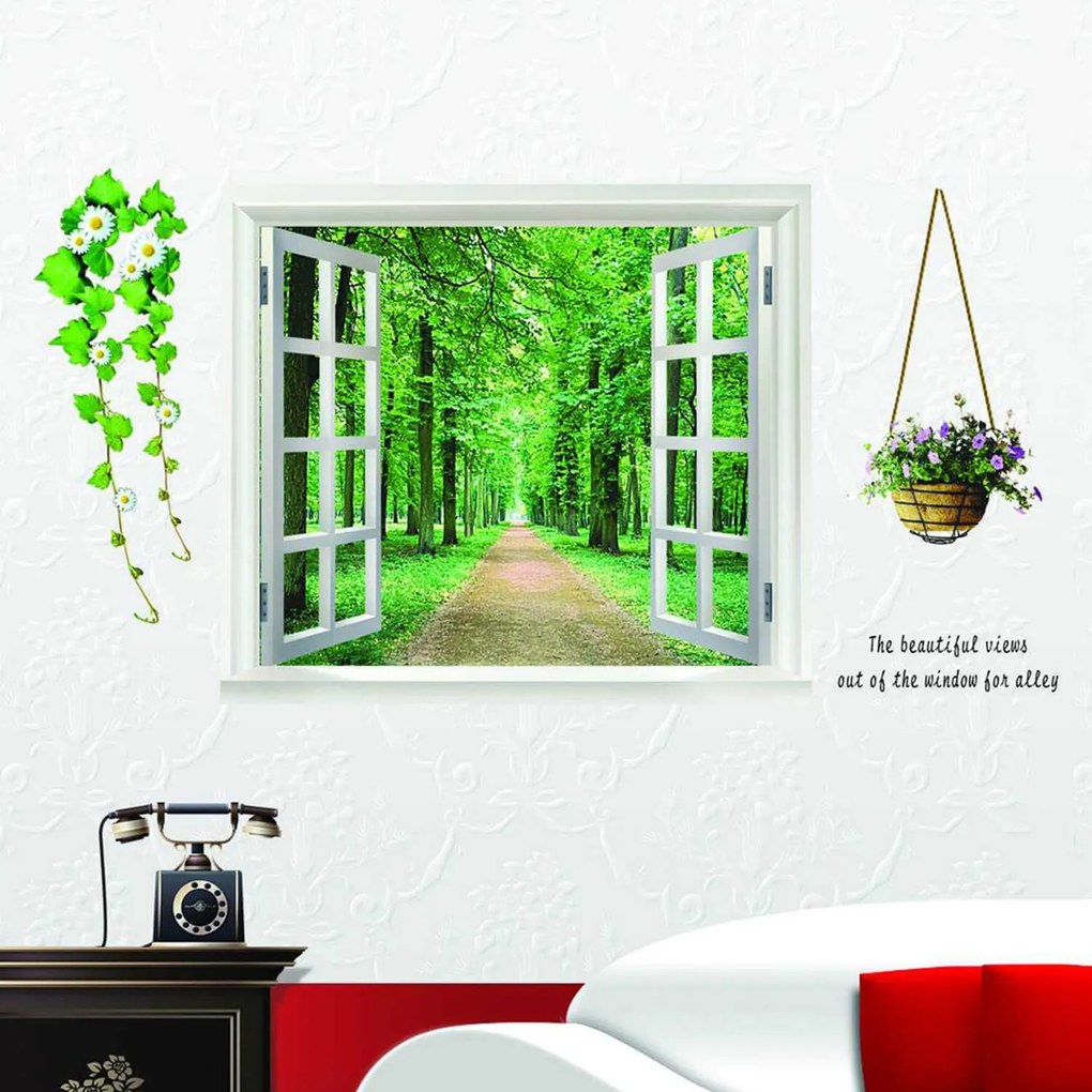 Sticker 3D Green View Flower