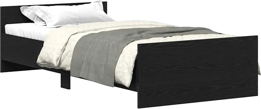 vidaXL Cadru de pat fără saltea Stejar negru 100x200 cm Lemn prelucrat