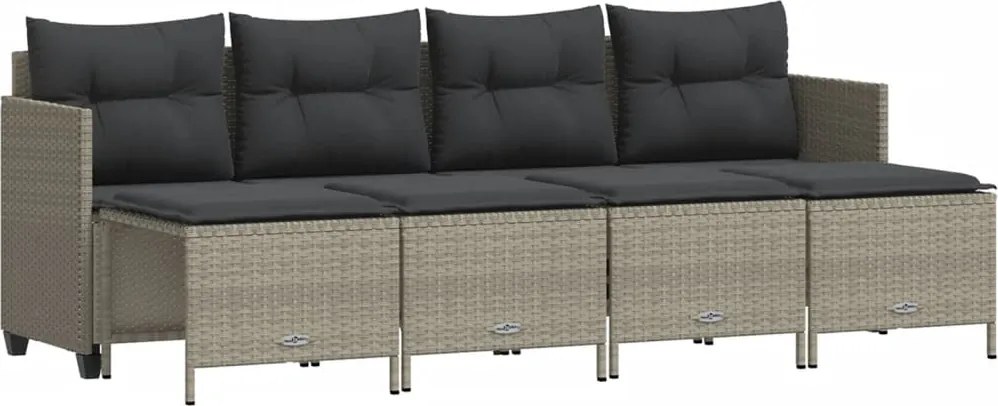 vidaXL Set canapele de grădină cu perne, 5 piese gri deschis poliratan