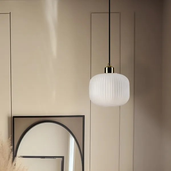 Lustră pe cablu HARMA 1xE27/15W/230V d. 20 cm alb/auriu