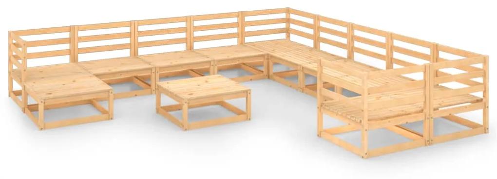 Set mobilier de gradina, 12 piese, lemn masiv de pin Maro, 1, nu