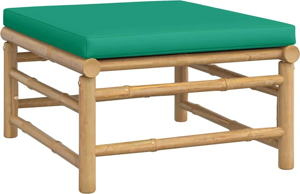 vidaXL Taburet de grădină, pernă verde, bambus