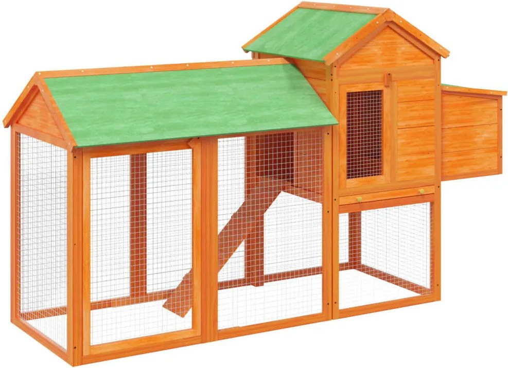 vidaXL Coteț de găini, maro, 193x65x117 cm, lemn masiv de pin