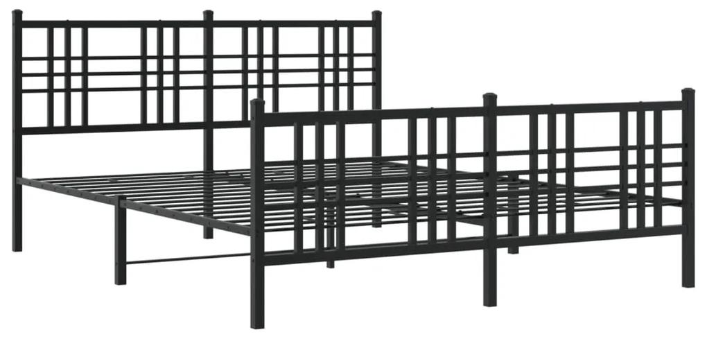 376344 vidaXL Cadru pat metalic cu tăblie de cap/picioare, negru, 150x200 cm