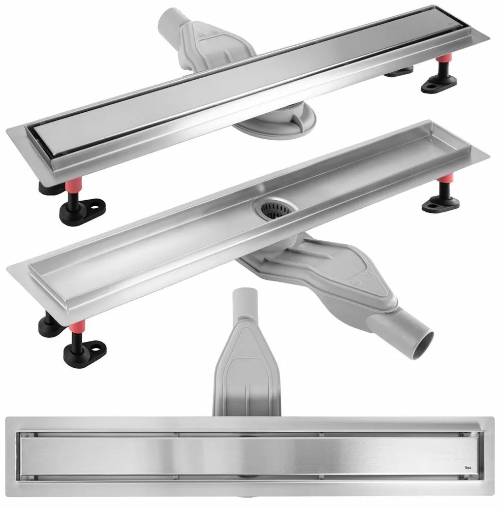 Set rigola pentru dus plus capac inox periat Rea Neox Superflow 90 cm