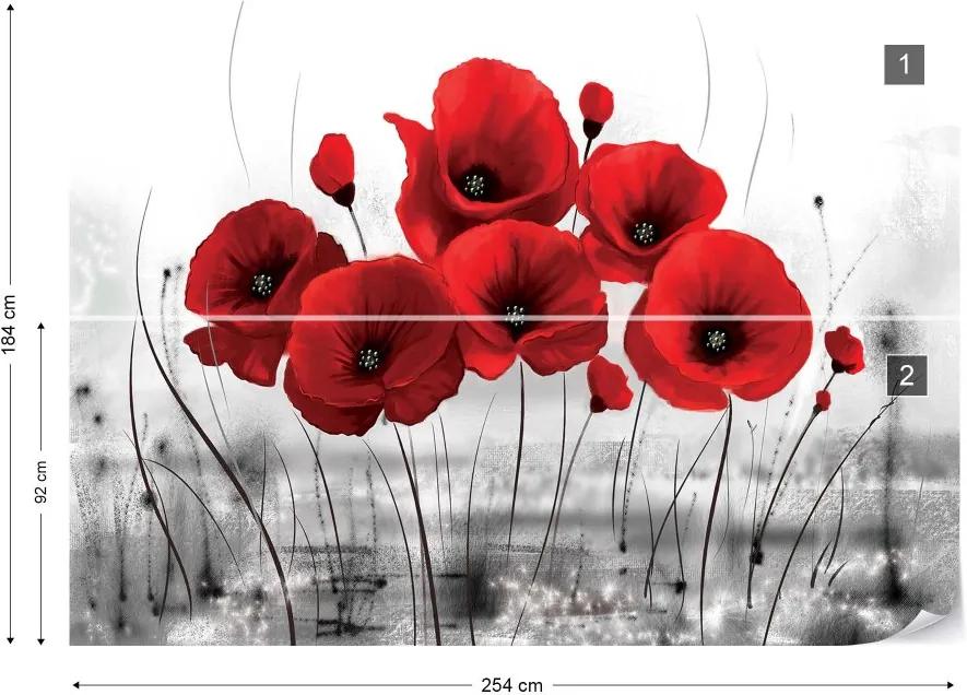 Fototapet GLIX - Red Poppies + adeziv GRATUIT Tapet nețesute - 254x184 cm
