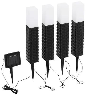 Set stâlpi solari cu LED Z_Solar 2 lumeni 6500K 27cm, plastic maro/negru, rectangulari, 4 bucăți