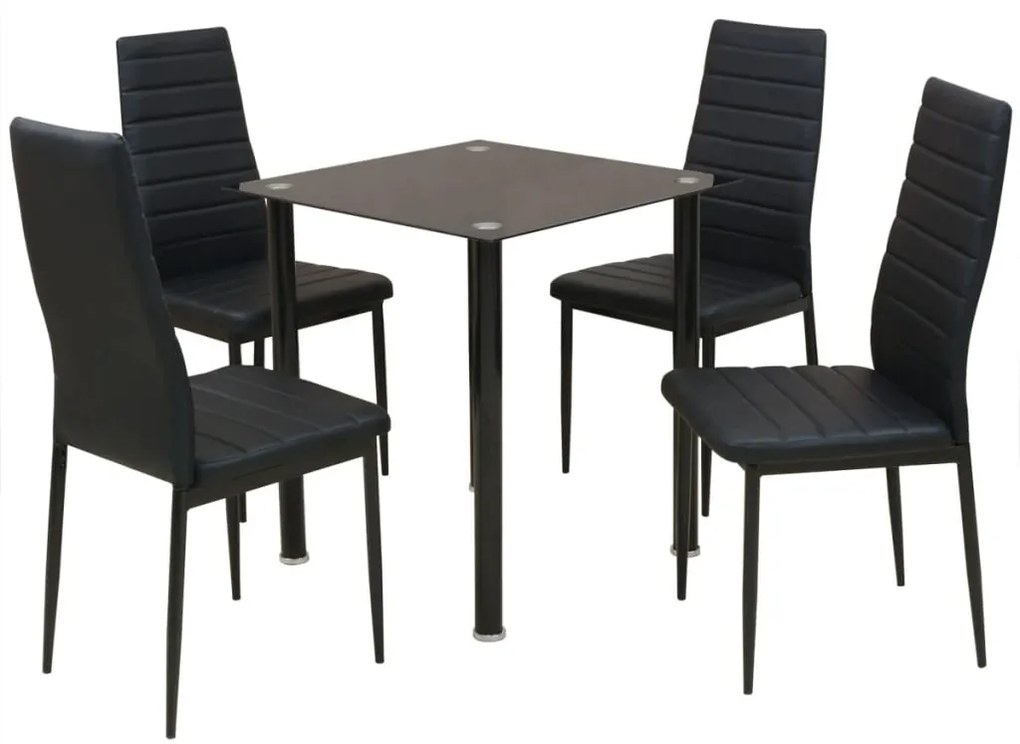 vidaXL Set masă și scaune de bucătărie, negru, 5 piese