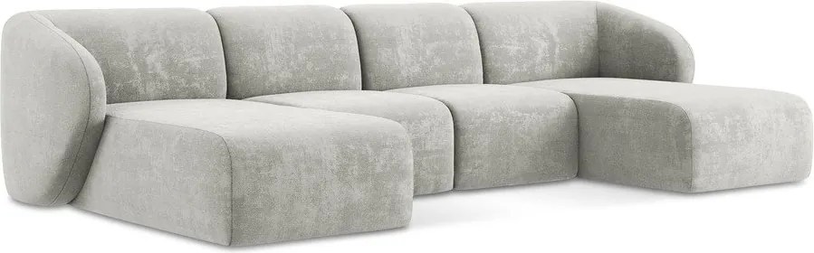 Colțar gri deschis cu tapițerie din chenille (în formă de "U") Lani – Makamii