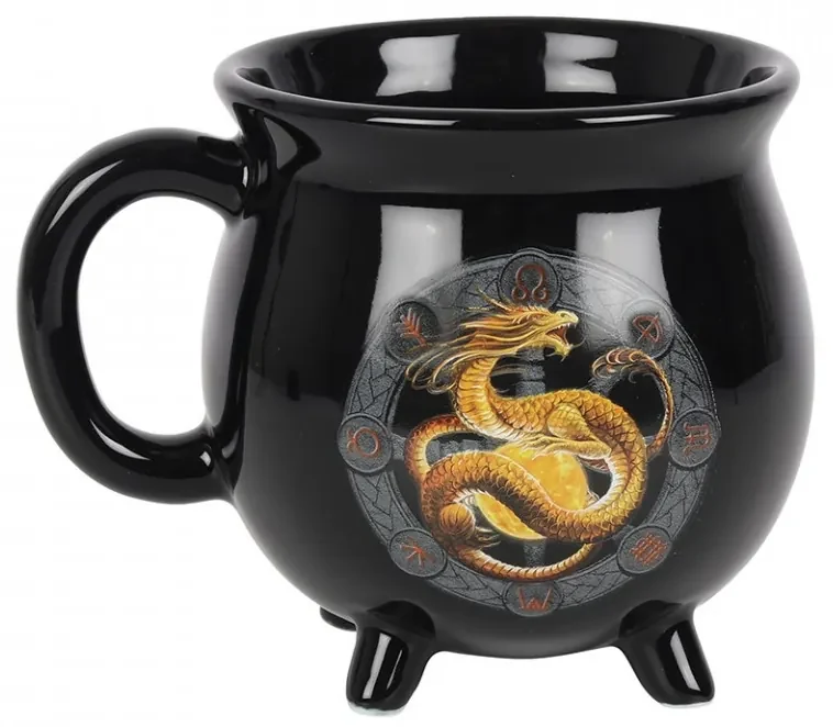 Cana termosensibila in forma de cazan Dragonul Litha - Anne Stokes 10 cm