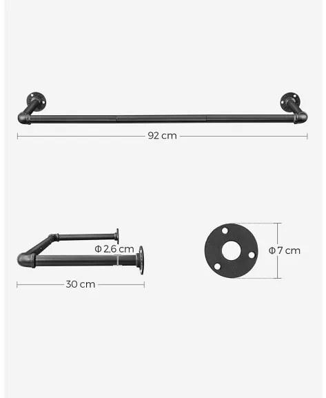 Sina Pentru Haine, Negru, 92 Cm
