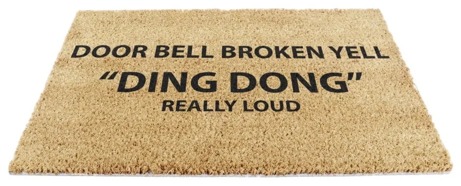 Covoraș de intrare din fibre de nucă de cocos 40x60 cm Yell Ding Dong – Artsy Doormats