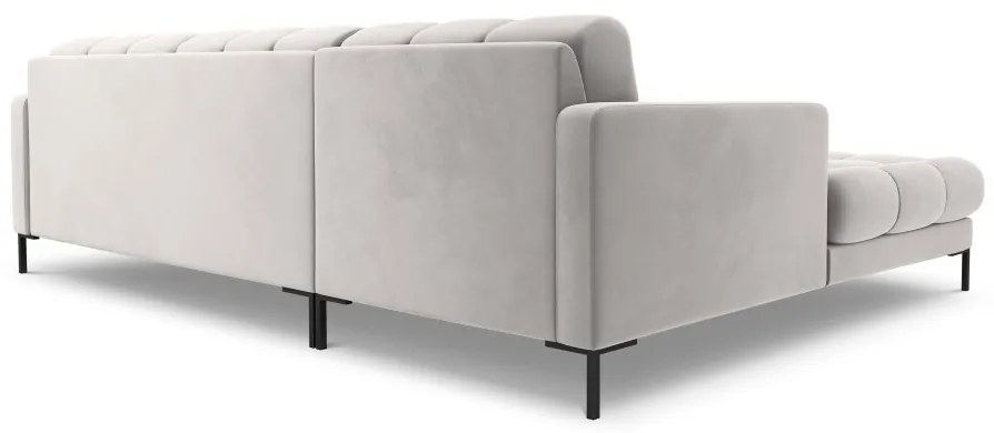 Colțar catifea Bali 5 locuri/partea stanga - Silver - Metal negru