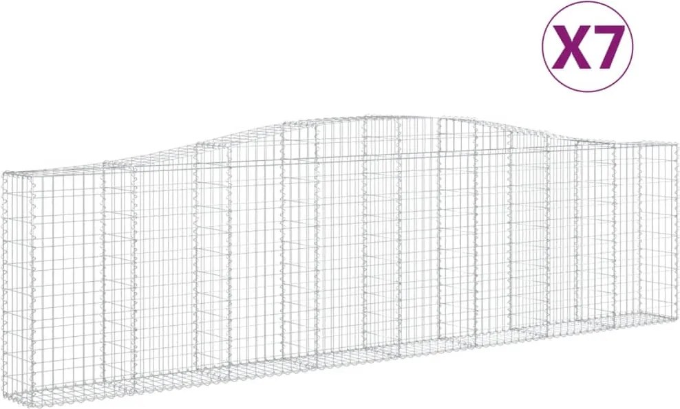 vidaXL Coșuri gabion arcuite 7 buc, 400x30x100/120 cm fier galvanizat