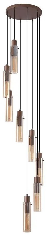 Lustra moderna cu 8 pendule Sweden II moca, chihlimbar