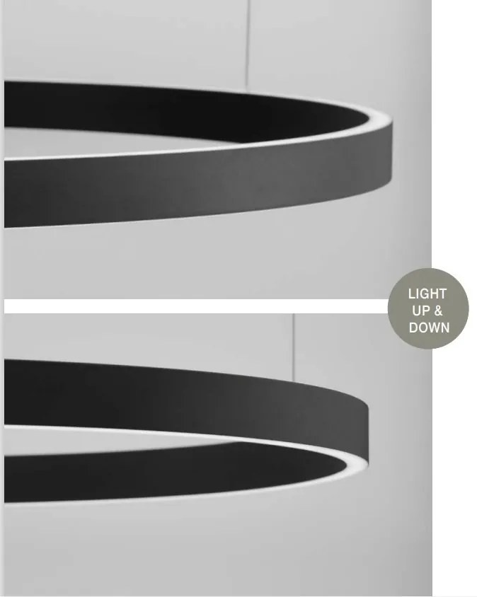 Lustra LED design circular cu iluminat sus si jos ELOWEN negru, diametru 60cm