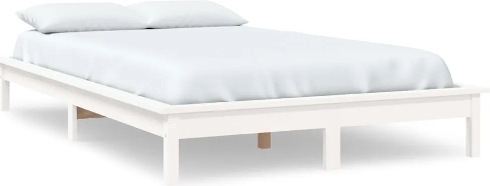 vidaXL Cadru de pat, alb, 200x200 cm, lemn masiv de pin
