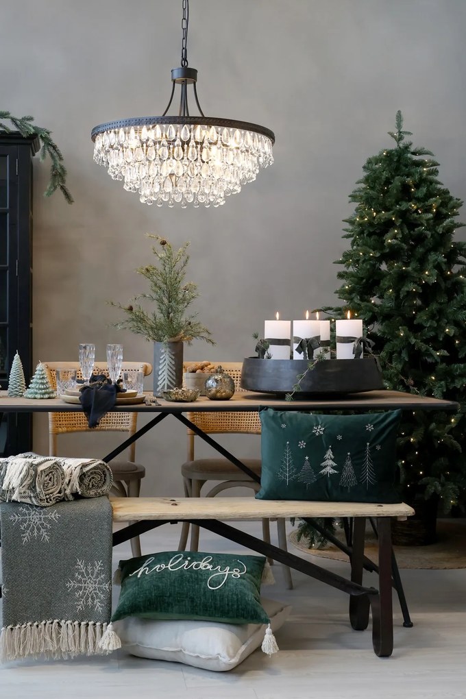 Candelabru din sticlă, cu piese în formă de picătură, 9 surse de lumină, "Versailles"