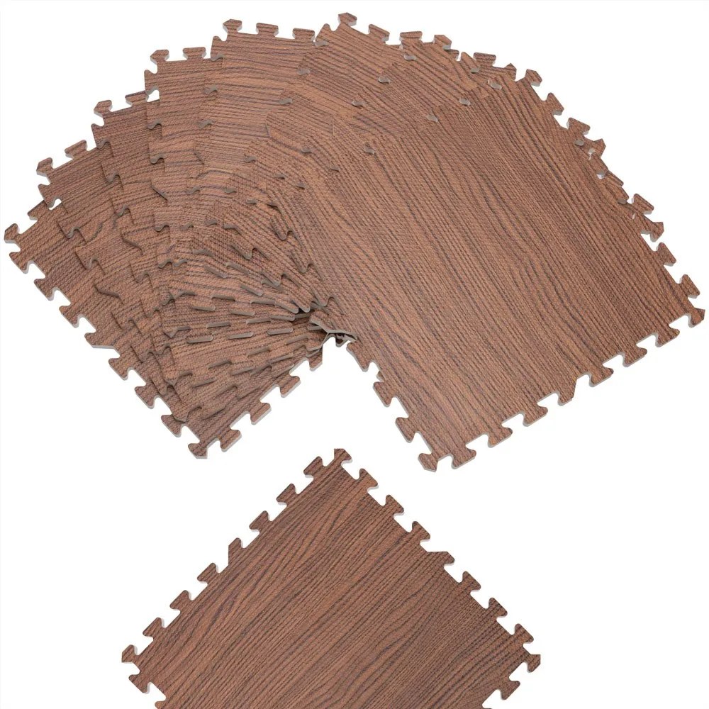 Covor pentru protectie pardoseala Puzzle 8 bucati Aspect lemn maro