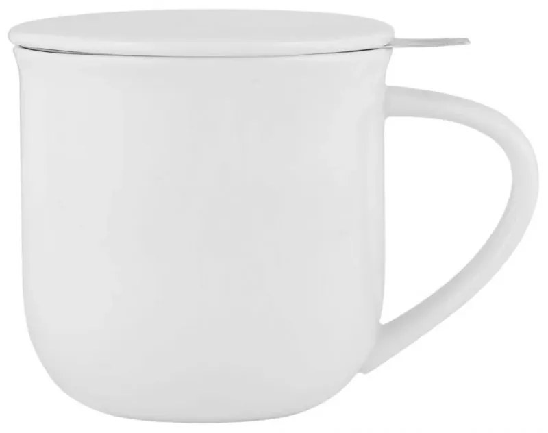 Cana pentru ceai cu infuzor si capac Viva Scandinavia MINIMA EVA V81402, 380 ml, Portelan, Alb