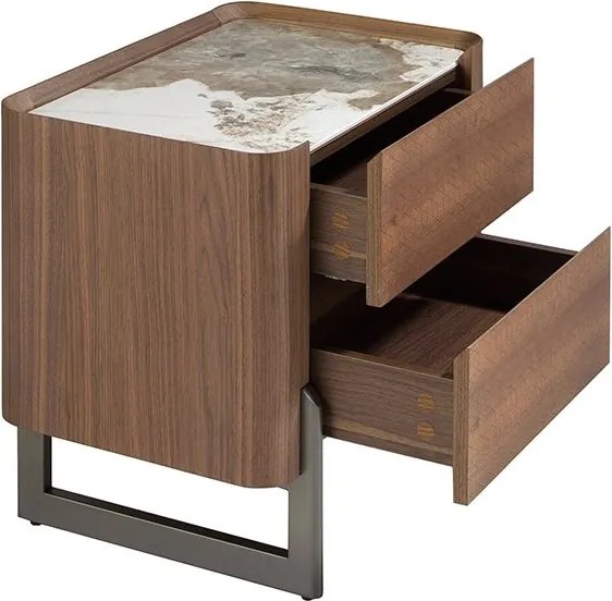 Noptiera 2 sertare deosebita design LUX Walnut-Marble