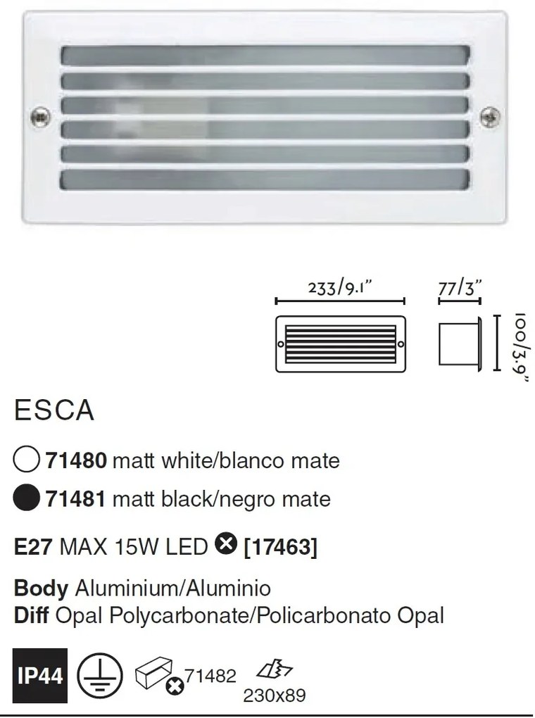 Spot / Corp iluminat de exterior incastrabil IP44 ESCA alb