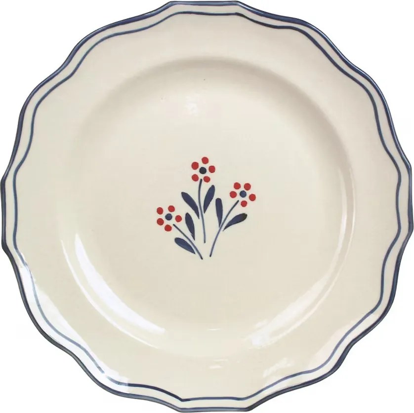Farfurie din ceramică pictată manual, Ø 28,5 cm, albastru, „Esther Wildflower"