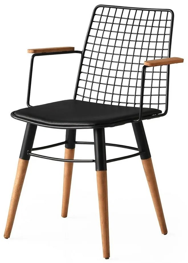 Set de scaune de sufragerie Trend Black andWalnut, 2 buc.