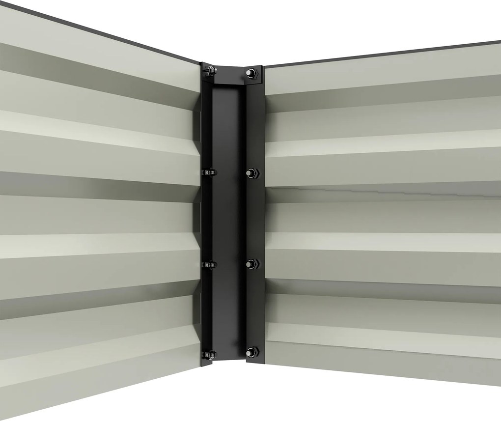 Outsunny Jardinieră dreptunghiulară bac de flori în oțel cu margine de siguranță și fund deschis negru | Aosom Romania