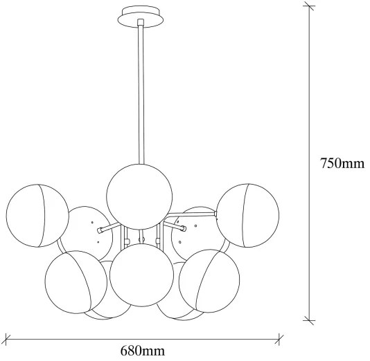 Lustră pe tijă KARSOR 10xE27/40W/230V