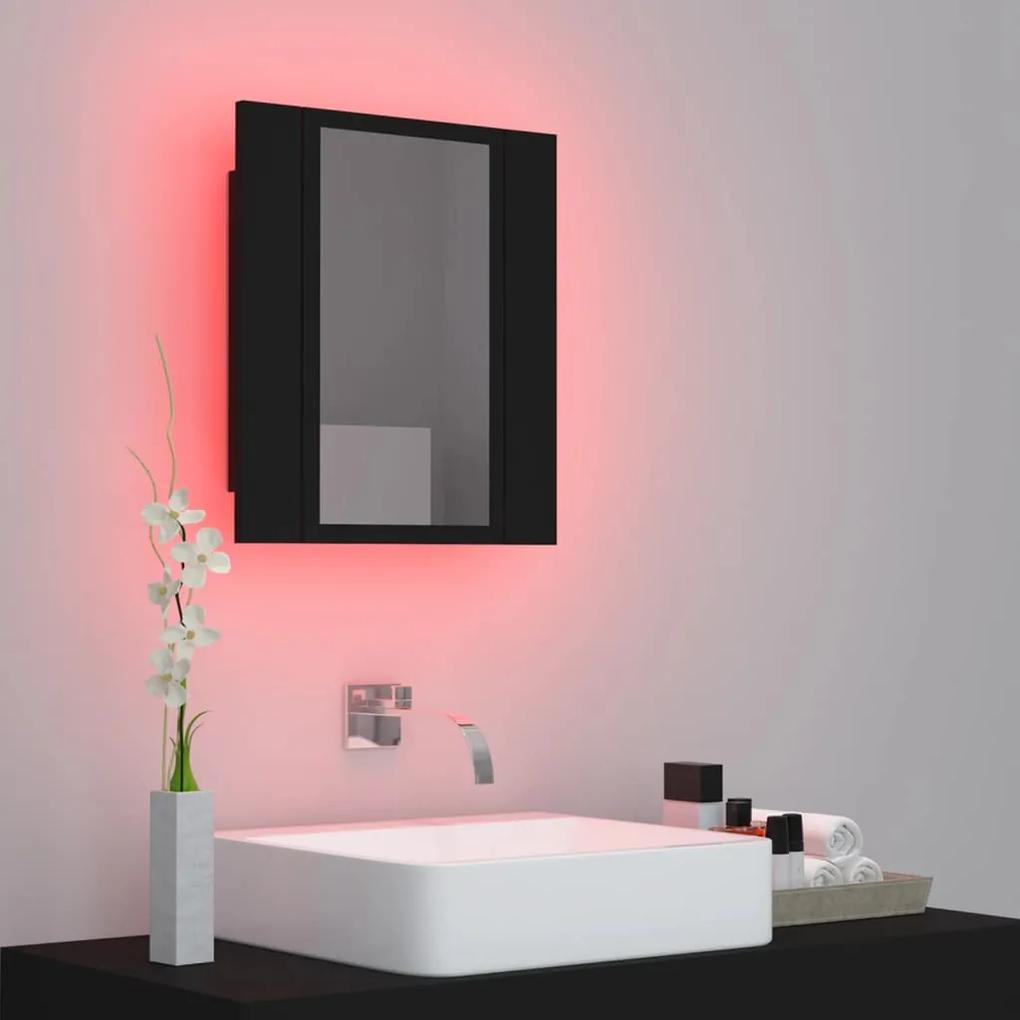 Dulap de baie cu oglinda  LED, negru, 40x12x45 cm Negru