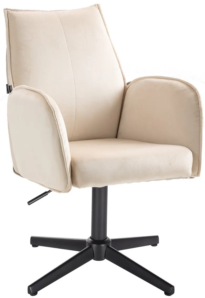 HR280CROSS Scaun Crem din Catifea cu Bază Neagră