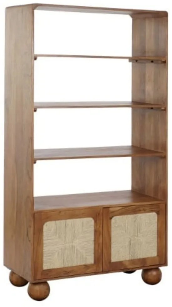 Etajeră din lemn de acacia și rattan, H181 cm, „Savanah”
