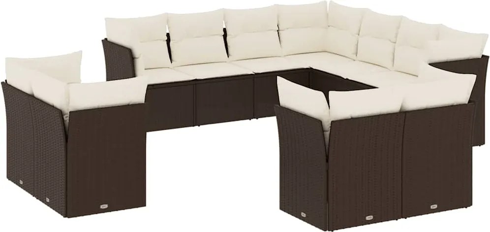 vidaXL Set canapele de grădină cu perne, 11 piese, maro, poliratan