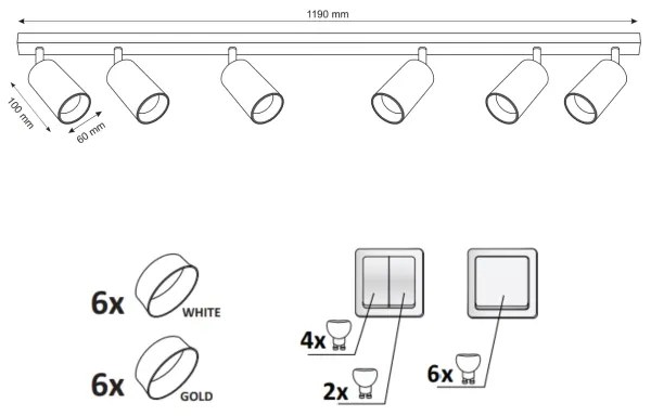 Spot MARIBEL 6xGU10/10W/230V alb