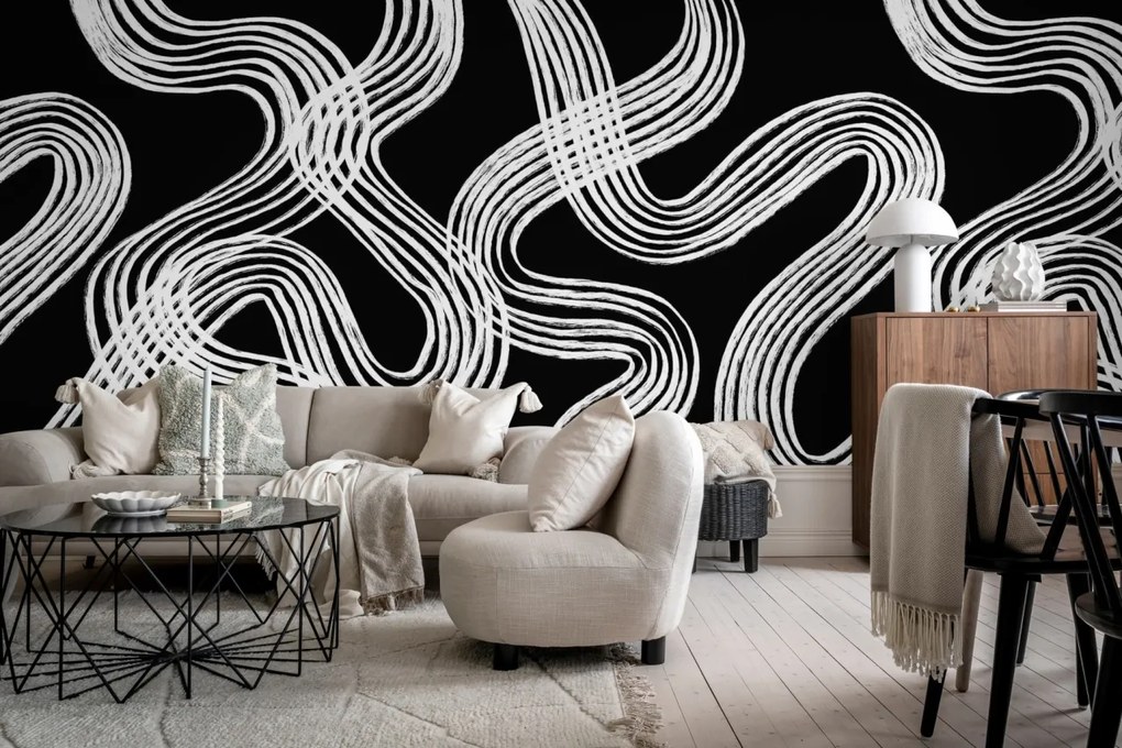 Tapet Ink Stripes, Black, Rebel Walls