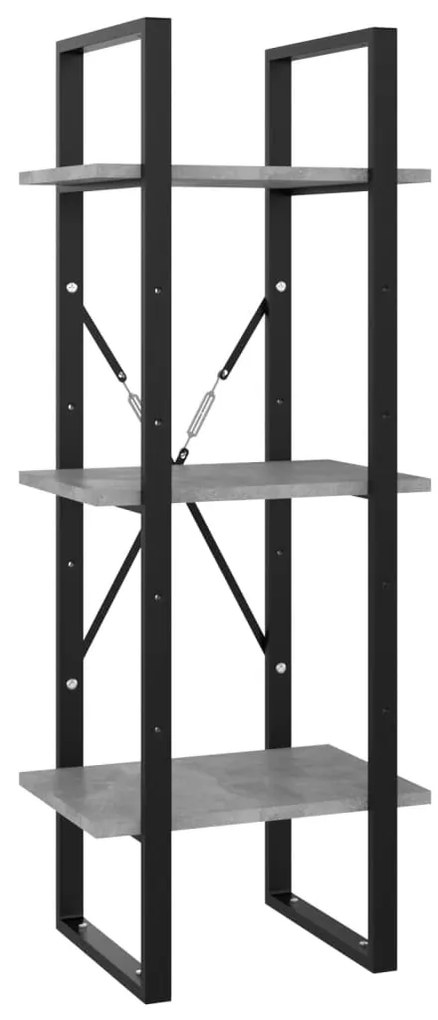 vidaXL Bibliotecă cu 3 rafturi, gri beton, 40x30x105 cm, PAL