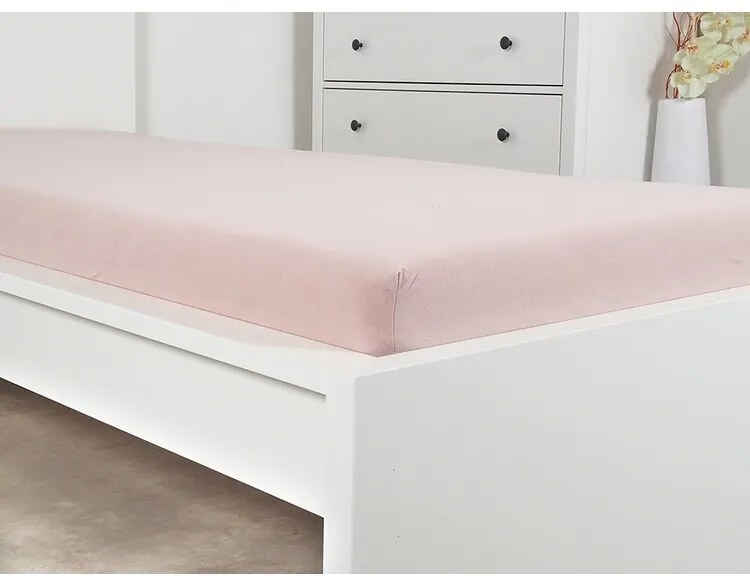 Cearșaf de pat 4Home jersey Ideal roz deschis, 140 x 200 cm