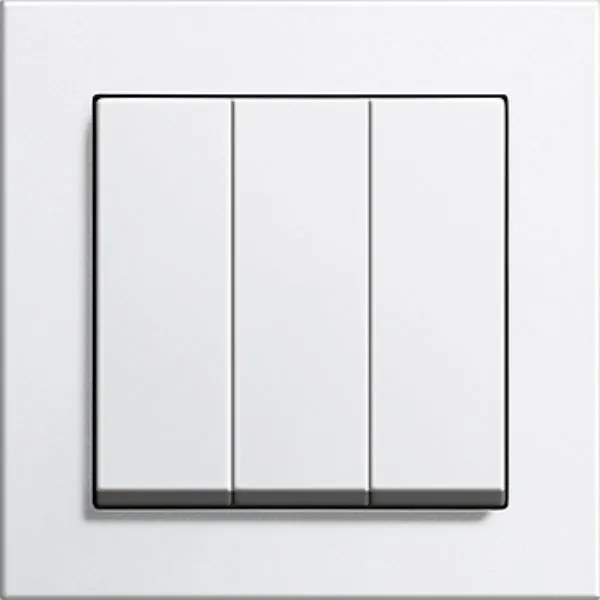 Întrerupător triplu GIRA E2 flat cu ramă simplă alb lucios