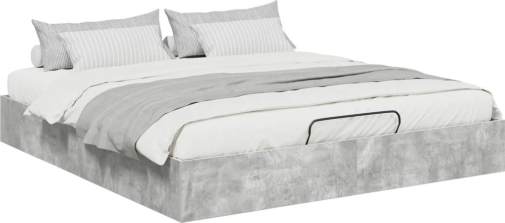 vidaXL Cadru de pat otoman Beton 203 x 180 x 25 cm Lemn prelucrat