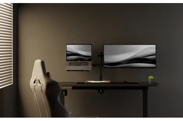 Birou cu înălțime reglabilă LEVANO 140x60 cm negru