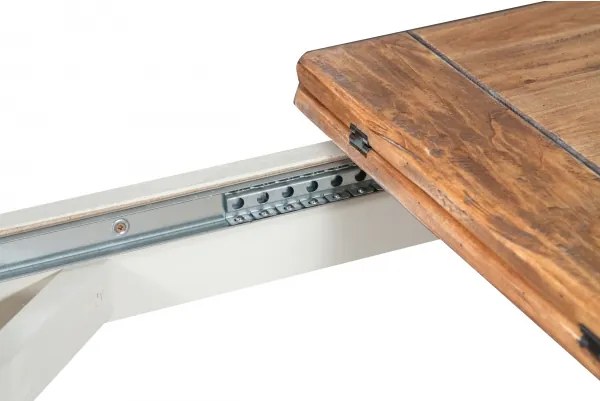 Masa pliabila, L90(180) 90 H80 cm, culoare natur alb antic, Lemn masiv