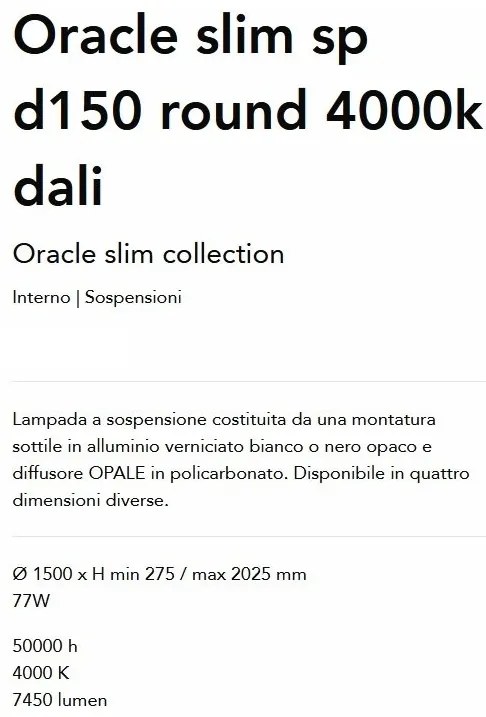 Lustra LED XXL suspendata Oracle slim sp d150 round 4000k dali alba