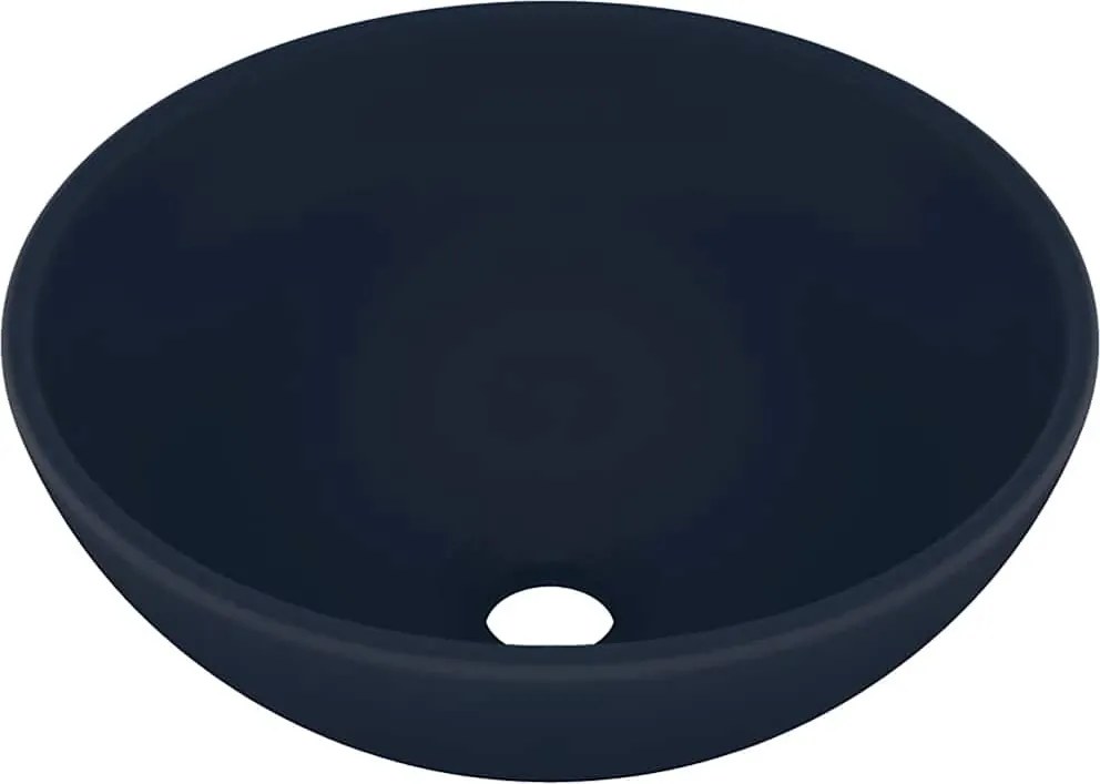 vidaXL Chiuvetă baie lux albastru închis mat 32,5x14cm ceramică rotund