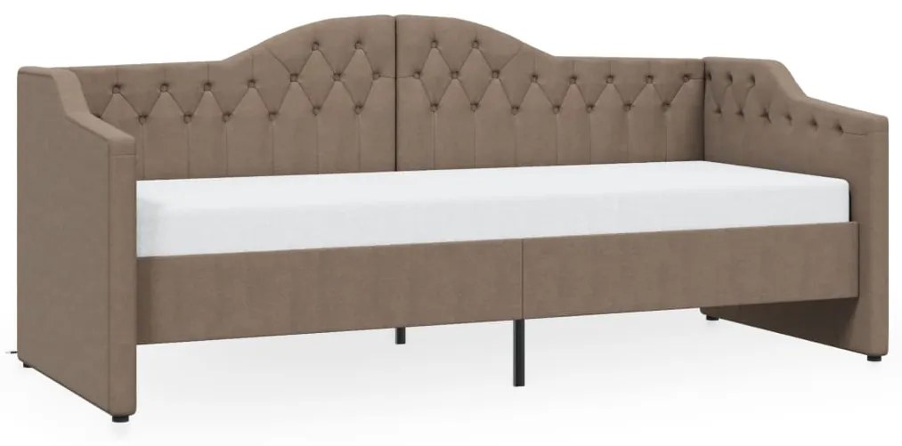 3080310 vidaXL Pat de zi cu saltea și USB, gri taupe, 90x200 cm, textil