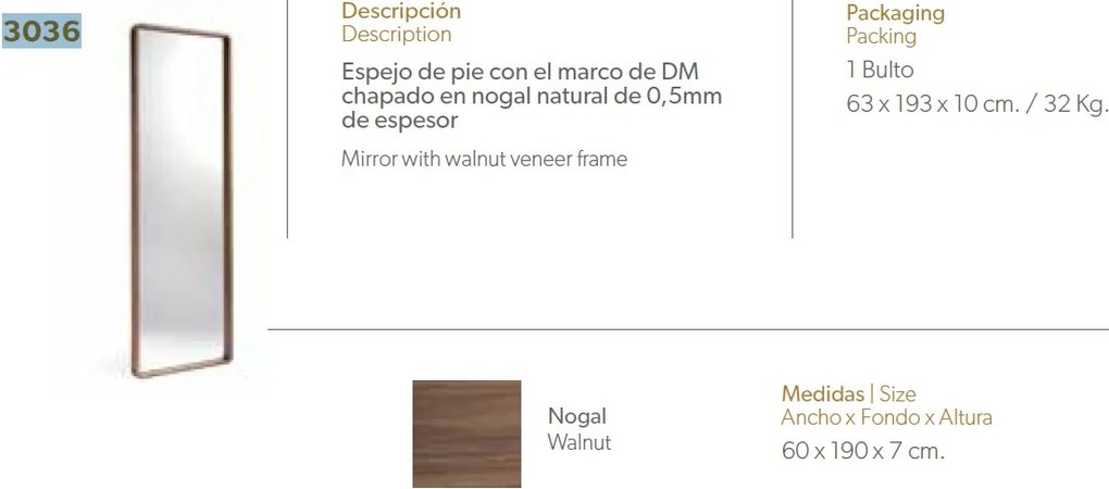 Oglinda de podea Alline, 60x190cm AC-136-G2