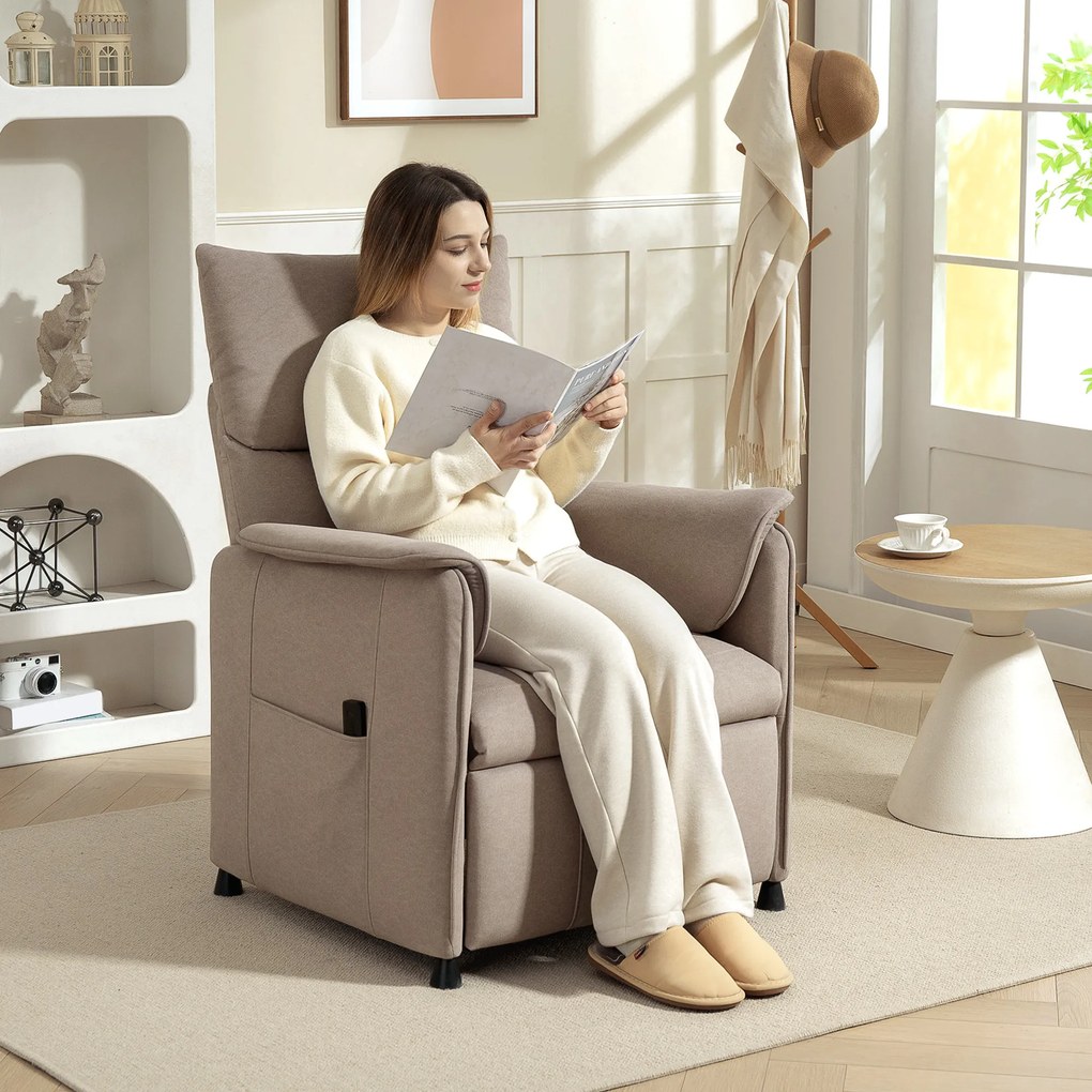 HOMCOM Fotoliu Reclinabil de Living Electric cu Suport pentru Picioare Maro | Aosom Romania