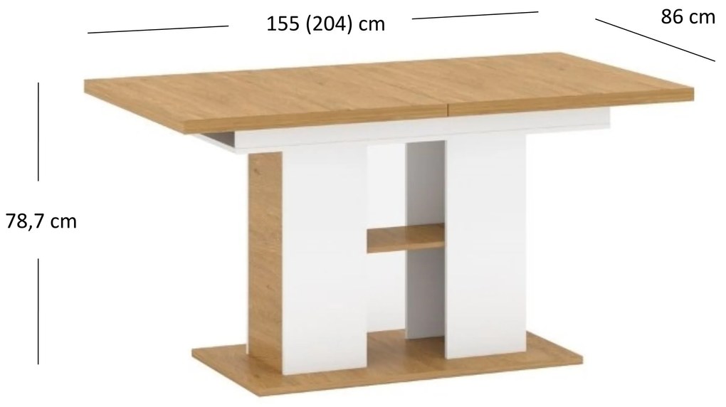 Masă de sufragerie extensibilă (pentru 6 8 persoane) Mebel Bos Andre (alb mat). 1052711