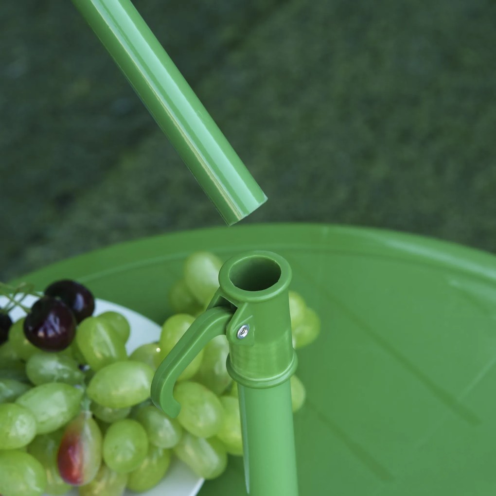 Outsunny Set Masa de Gradina cu 2 Scaune Pliabile si Umbrela pentru Copii din Metal si Poliester, Verde | Aosom Romania